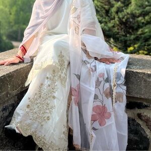 Elegant White and Pink Floral Dress